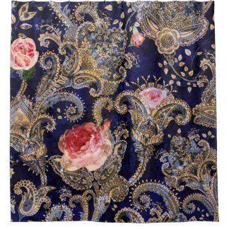 Farbenfrohe dekorative Blume Batik Duschvorhang
