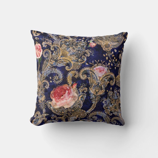 Farbenfrohe dekorative Blume Batik Kissen (Vorderseite)