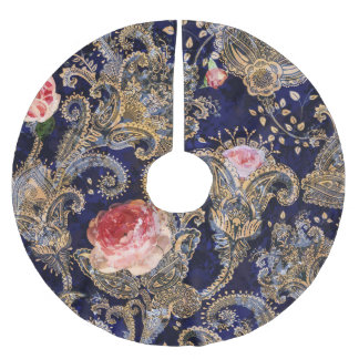 Farbenfrohe dekorative Blume Batik Polyester Weihnachtsbaumdecke