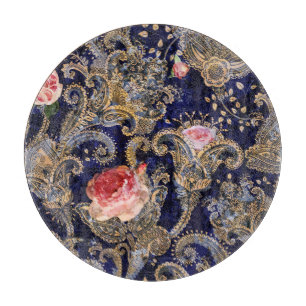 Farbenfrohe dekorative Blume Batik Schneidebrett