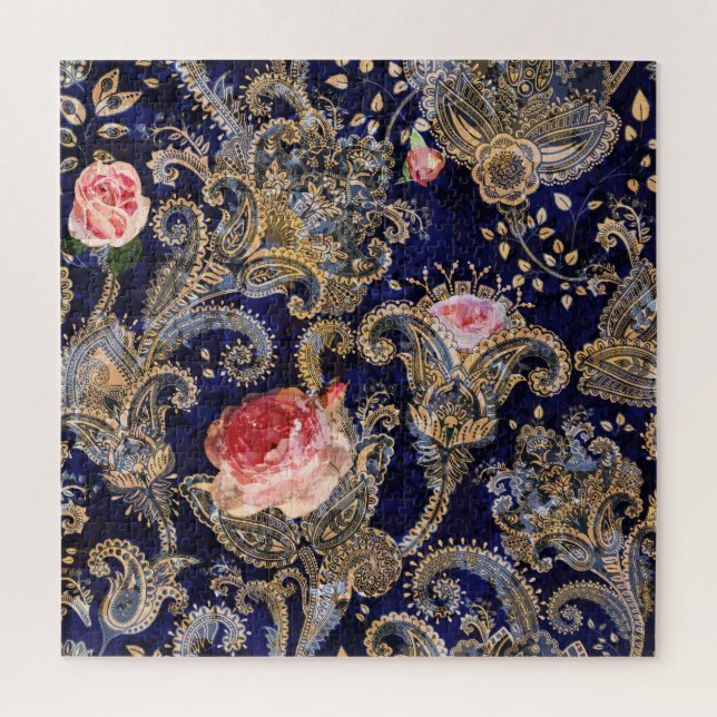 Farbenfrohe Dekorative Blumen Batik Puzzle (Vertikal)
