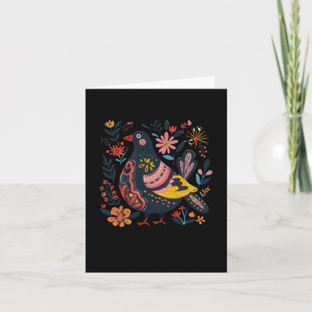 Farbenfrohe dekorative Vogelillustration Karte (Vorderseite)