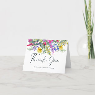 Farbenfrohe delikate Wildblumen Blumenstrauß Dankeskarte