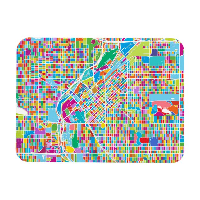 Farbenfrohe Denver Map Magnet (Horizontal)