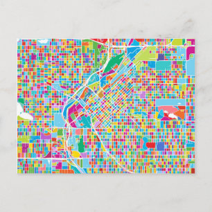 Farbenfrohe Denver Map Postkarte