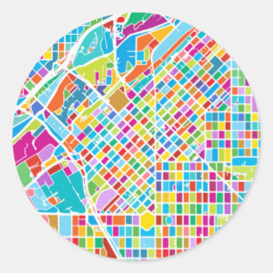 Farbenfrohe Denver Map Runder Aufkleber