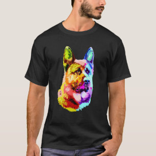 Farbenfrohe Deutsche Schäferhund Vater Mama Eigent T-Shirt