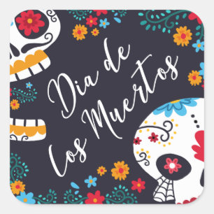 Farbenfrohe Dia de los Muertos   Aufkleber
