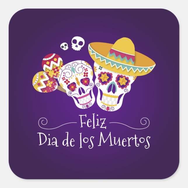 Farbenfrohe Dia de los Muertos | Aufkleber (Vorderseite)