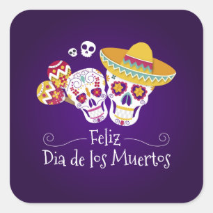Farbenfrohe Dia de los Muertos Aufkleber