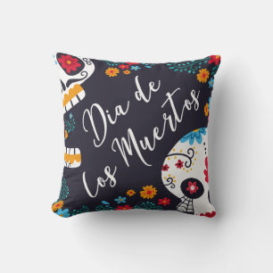 Farbenfrohe Dia de los Muertos Dekokissen