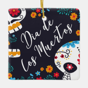 Farbenfrohe Dia de los Muertos   Keramik-Ornament Keramikornament