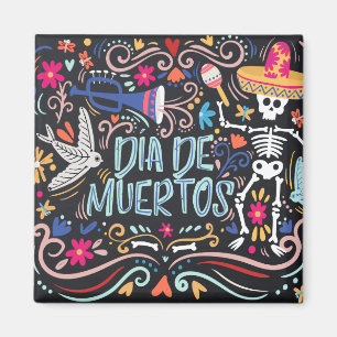 Farbenfrohe Dia de los Muertos   Magnet