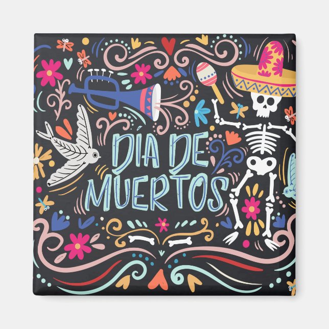 Farbenfrohe Dia de los Muertos | Magnet (Vorne)