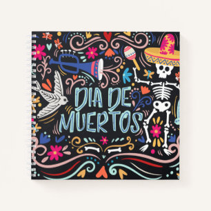 Farbenfrohe Dia de los Muertos   Notebook Notizbuch