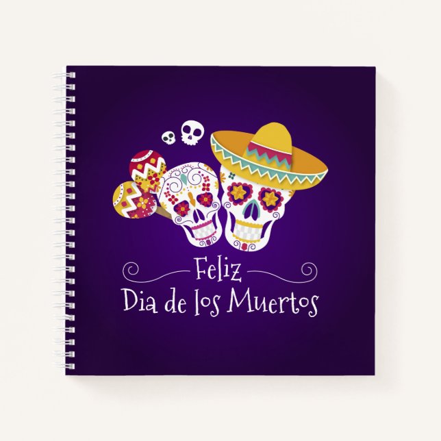 Farbenfrohe Dia de los Muertos | Notizbuch (Vorderseite)