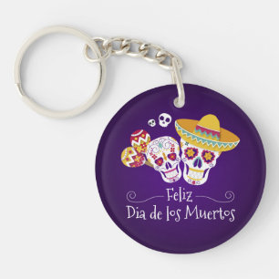 Farbenfrohe Dia de los Muertos Schlüsselanhänger