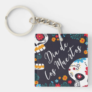 Farbenfrohe Dia de los Muertos Schlüsselanhänger