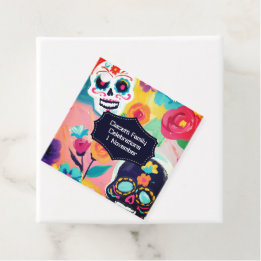Farbenfrohe Dia De Los Muertos Zuckerschädel Geschenkanhänger