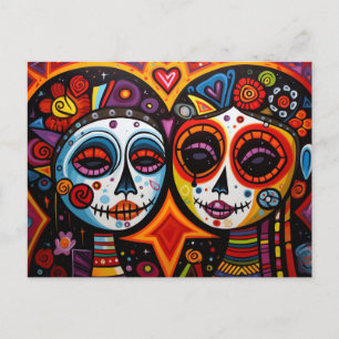 Farbenfrohe 💀 Día de Muertos Postkarte