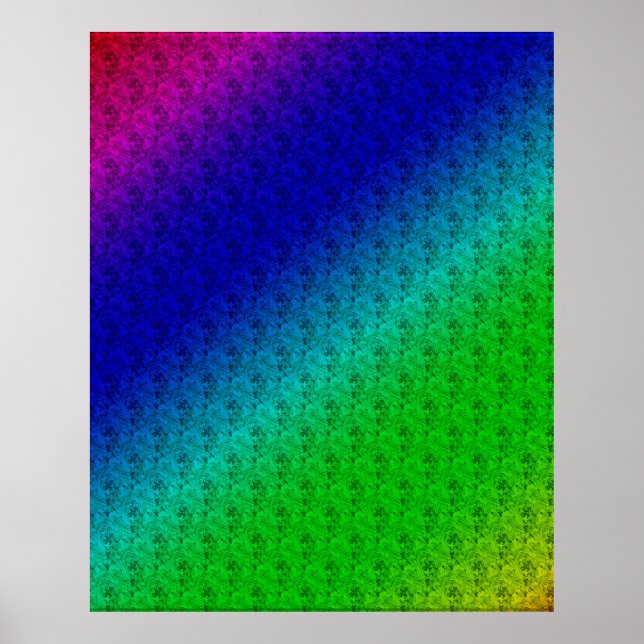 Farbenfrohe Diagonale Streifen und Blume Poster (Vorne)