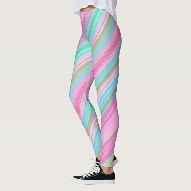 Farbenfrohe Diagonalstreifen Leggings (Links)