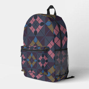 Farbenfrohe Diamant-Geometrie  Bedruckter Rucksack