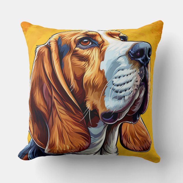 Farbenfrohe digitale Artwork eines Beagle Hund Kissen (Vorderseite)