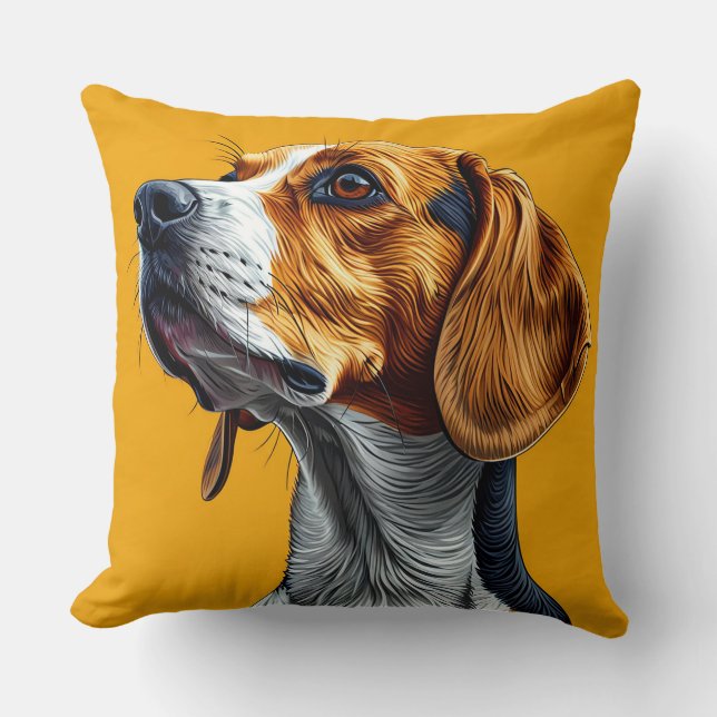 Farbenfrohe digitale Artwork eines Beagle Hund Kissen (Vorderseite)