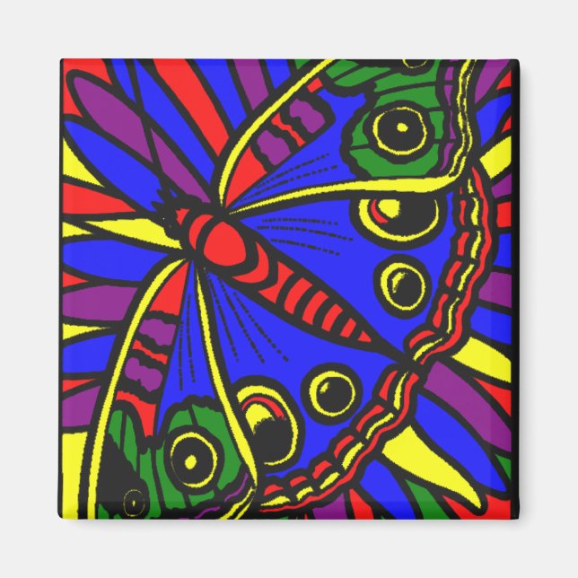 Farbenfrohe digitale Kunst Butterfly Magnet (Vorne)