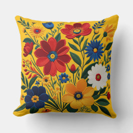 Farbenfrohe digitale Stickerei Blumenkunst auf Lei Kissen