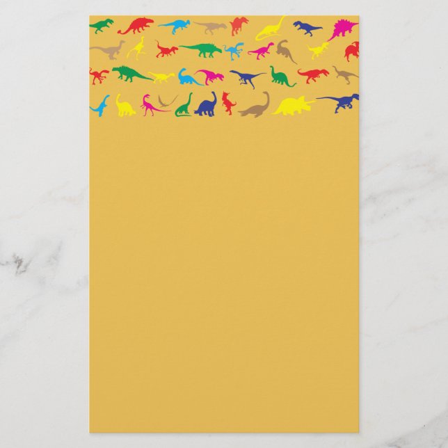 Farbenfrohe Dinosaurier Briefpapier (Vorderseite)