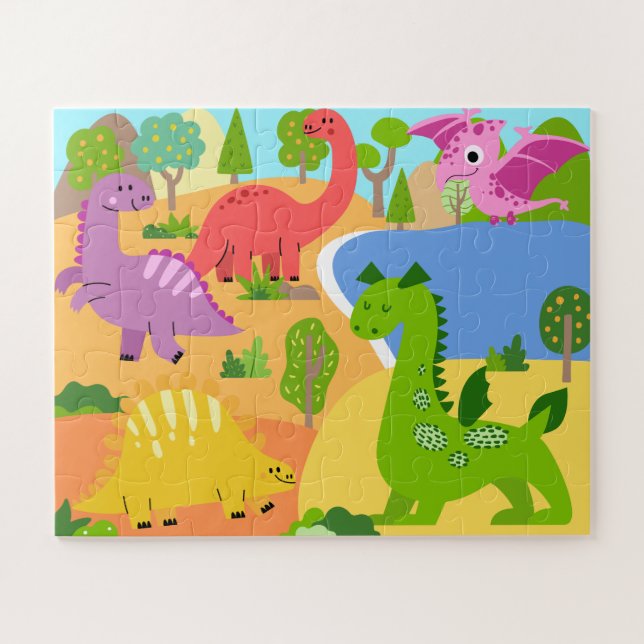 Farbenfrohe Dinosaurier für Kinder Spaß & Spiel Puzzle (Horizontal)
