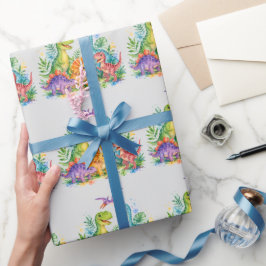 Farbenfrohe Dinosaurier-Geburtstagsfeier Geschenkpapier