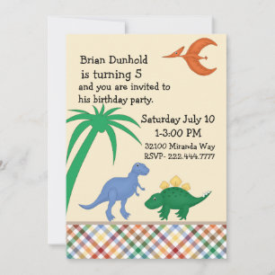 Farbenfrohe Dinosaurier Geburtstagsparty Einladung