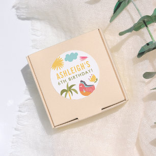 Farbenfrohe Dinosaurier Gender-Neutral Geburtstags Runder Aufkleber