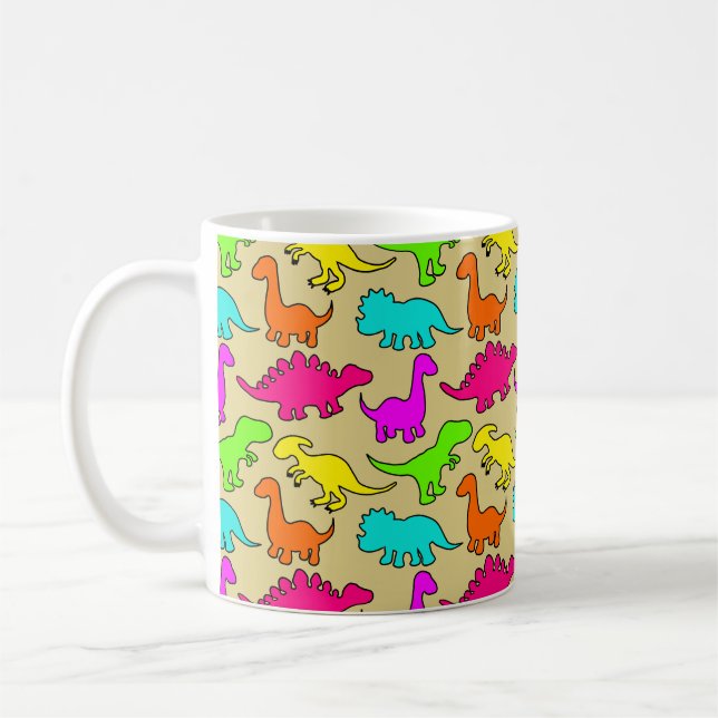 Farbenfrohe Dinosaurier Kaffeetasse (Links)