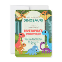 Farbenfrohe Dinosaurier-Kinder 3. Geburtstags-Einl