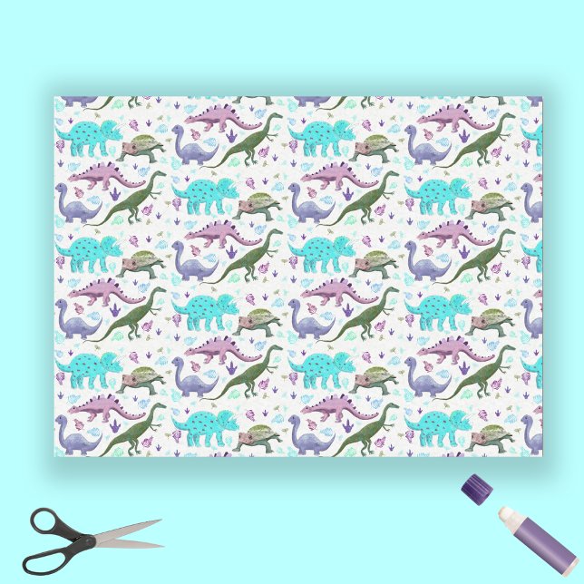 Farbenfrohe Dinosaurier Mania Seidenpapier (Von Creator hochgeladen)