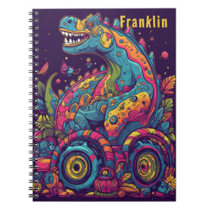 Farbenfrohe Dinosaurier Monster Truck Notizblock
