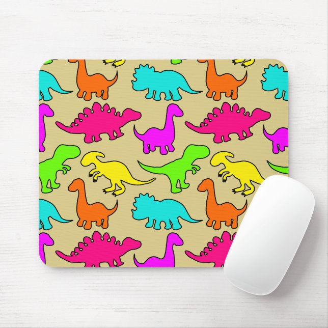 Farbenfrohe Dinosaurier Mousepad (Mit Mouse)