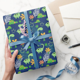 Farbenfrohe Dinosaurier Muster Geschenkpapier