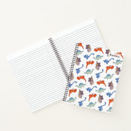 Farbenfrohe Dinosaurier-Muster mit Namen Notizbuch