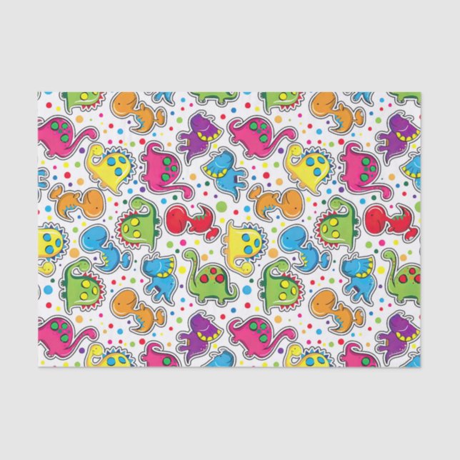 Farbenfrohe Dinosaurier Nahtloses Muster, Dinosaur Seidenpapier (Vorderseite)