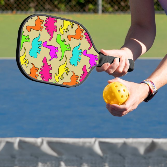 Farbenfrohe Dinosaurier Pickleball Schläger (InSitu)