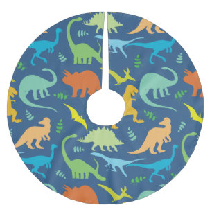 Farbenfrohe Dinosaurier Polyester Weihnachtsbaumdecke