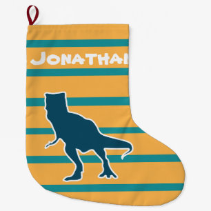 Farbenfrohe Dinosaurier T-rex Cartoon Jurassik Großer Weihnachtsstrumpf