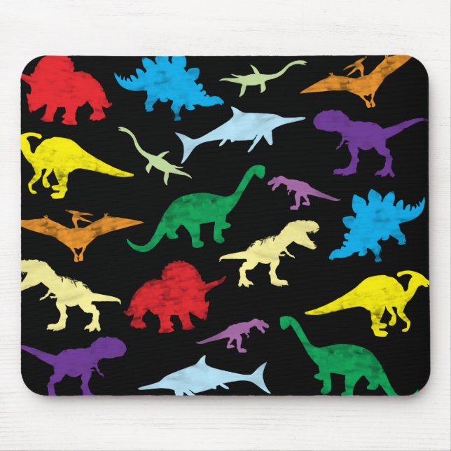 Farbenfrohe Dinosaurier Wasserfarbe Kindermuster Mousepad (Vorne)