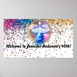 Farbenfrohe Disco Bowling 1985 40. Geburtstag Part Poster