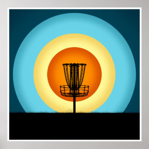 Farbenfrohe Disk Golf Basket Poster